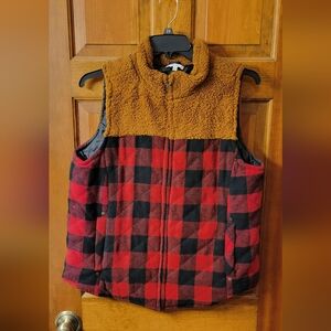 Maurices Red Plaid Lined Vest XXL